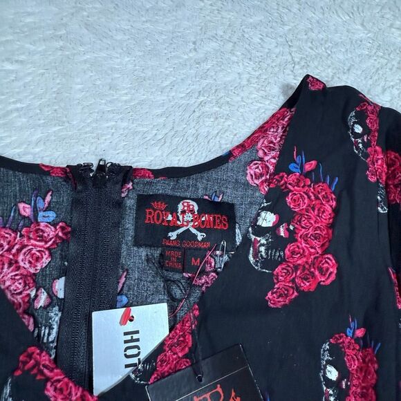 NWT Royal Bones Skull & Rose Knee Length Dress - Picture 4 of 7